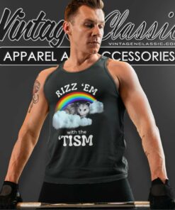 Rizz Em With The Tism Shirt Rainbow Autism Tank Top Racerback