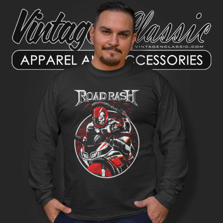 Road Of Destruction Game Shirt Road Rash Long Sleeve Tee Road Of Destruction Game Shirt Road Rash Long Sleeve Tee