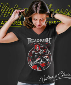 Road Of Destruction Game Shirt Road Rash V Neck TShirt