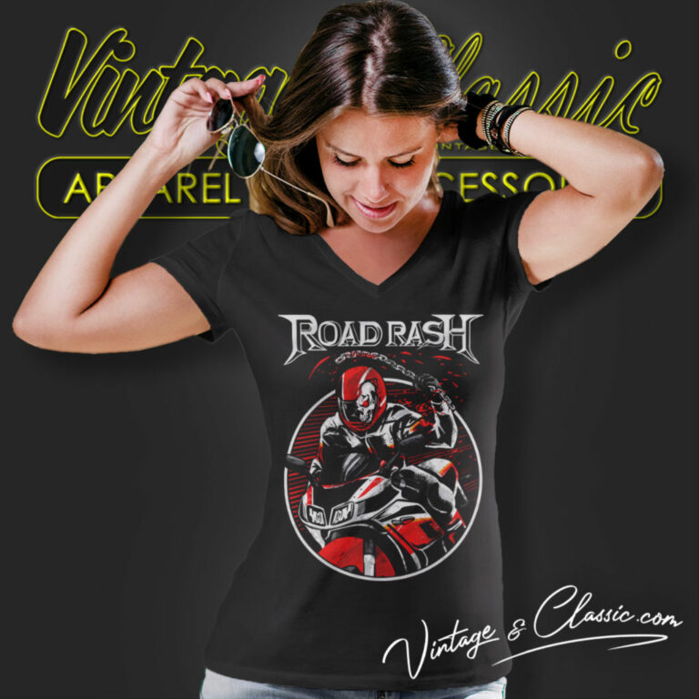 Road Of Destruction Game Shirt Road Rash V Neck TShirt Road Of Destruction Game Shirt Road Rash V Neck TShirt