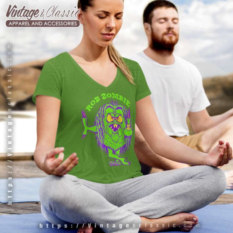 Rob Zombie Mean Green Monster V Neck TShirt Rob Zombie Mean Green Monster V Neck TShirt