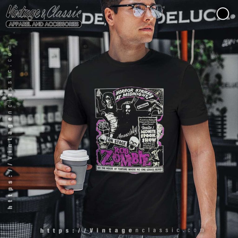 Rob Zombie Shirt Horror Strikes At Midnight T Shirt Rob Zombie Shirt Horror Strikes At Midnight T Shirt