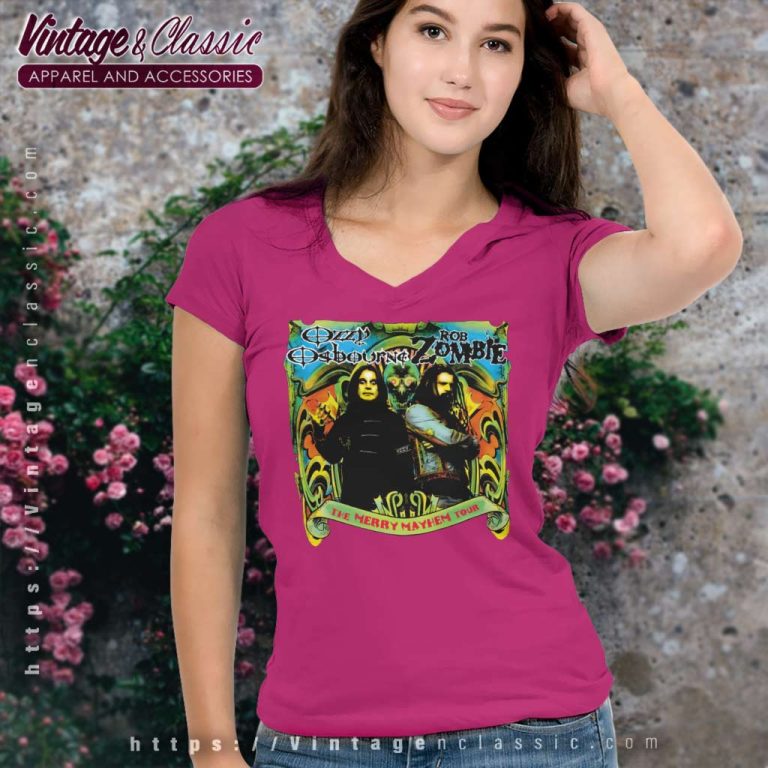 Rob Zombie Shirt Merry Mayhem Tour V Neck TShirt Rob Zombie Shirt Merry Mayhem Tour V Neck TShirt