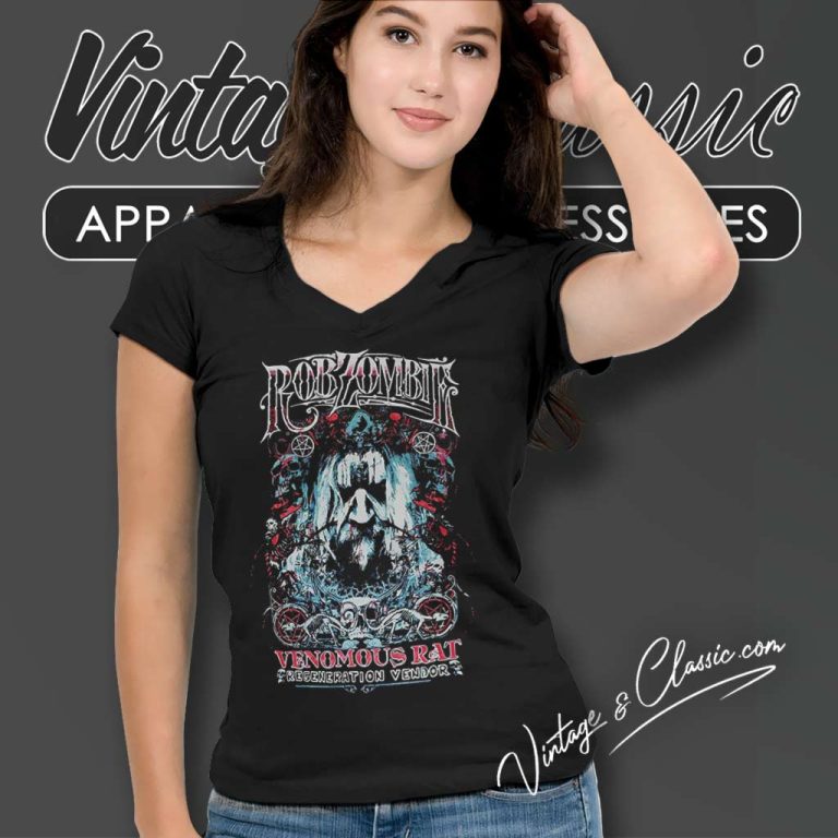 Rob Zombie Shirt Venomous Rat Regeneration Vendor V Neck TShirt Rob Zombie Shirt Venomous Rat Regeneration Vendor V Neck TShirt