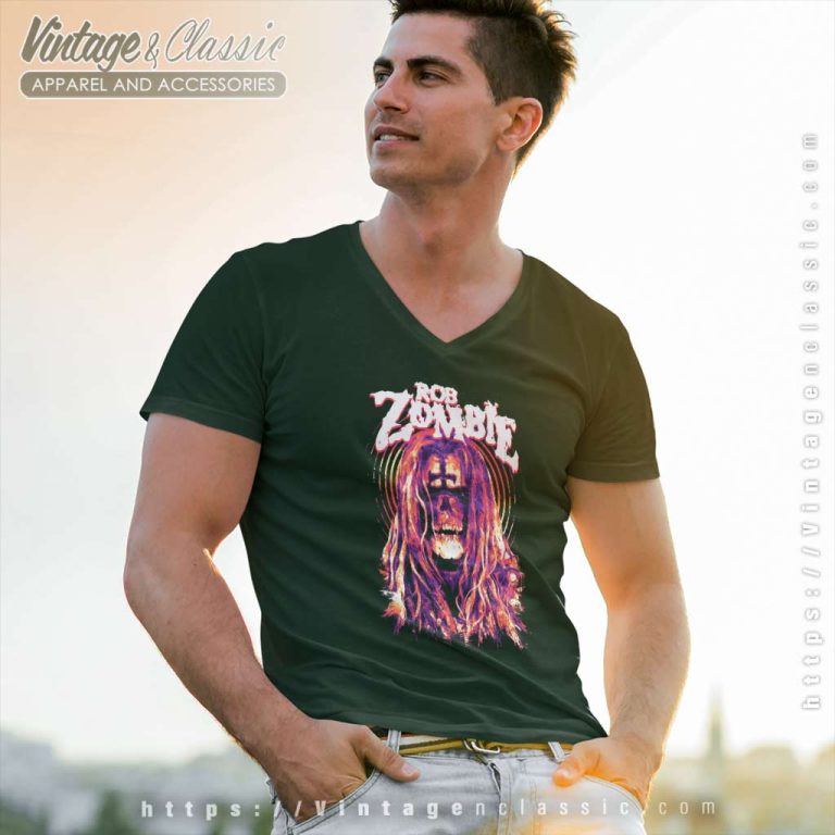 Rob Zombie Skull Hypnosis V Neck TShirt Rob Zombie Skull Hypnosis V Neck TShirt