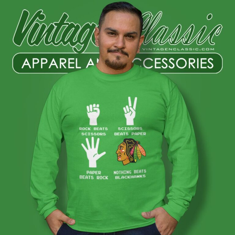 Rock Paper Scissors Nothing Beats The Chicago Blackhawks Long Sleeve Tee Rock Paper Scissors Nothing Beats The Chicago Blackhawks Long Sleeve Tee