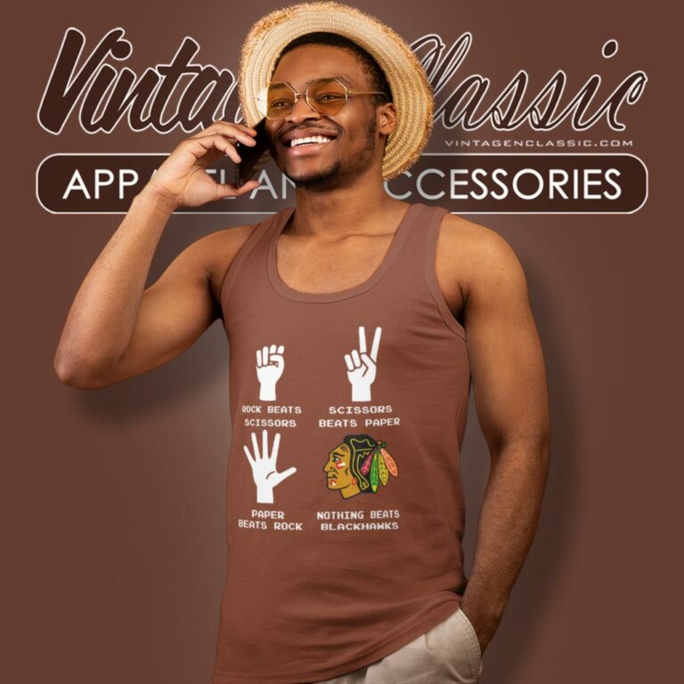 Rock Paper Scissors Nothing Beats The Chicago Blackhawks Tank Top Racerback Rock Paper Scissors Nothing Beats The Chicago Blackhawks Tank Top Racerback