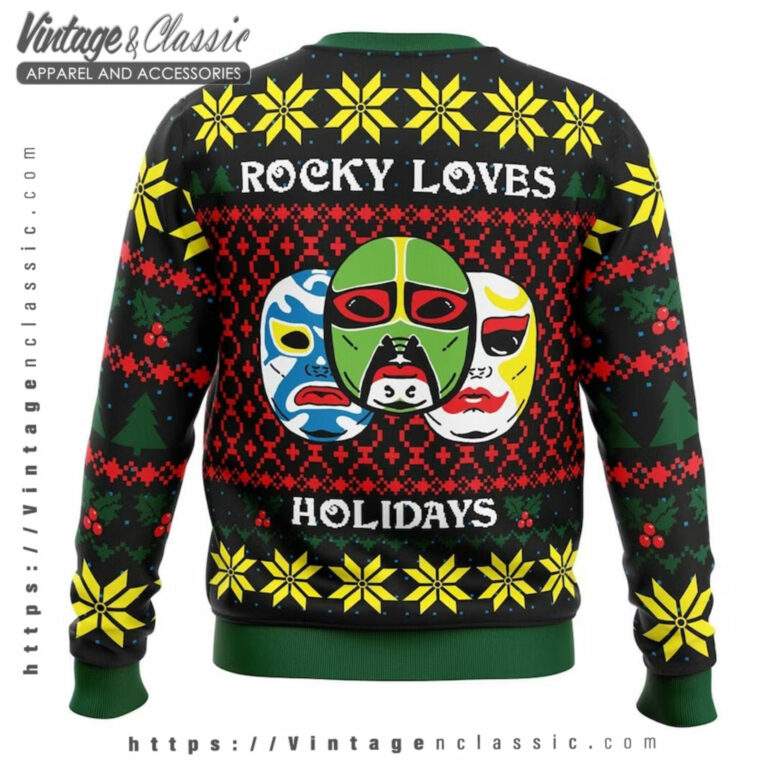 Rocky Loves Holidays 3 Ninjas Ugly Sweater back Ugly Sweater Rocky Loves Holidays 3 Ninjas Ugly Sweater back Ugly Sweater