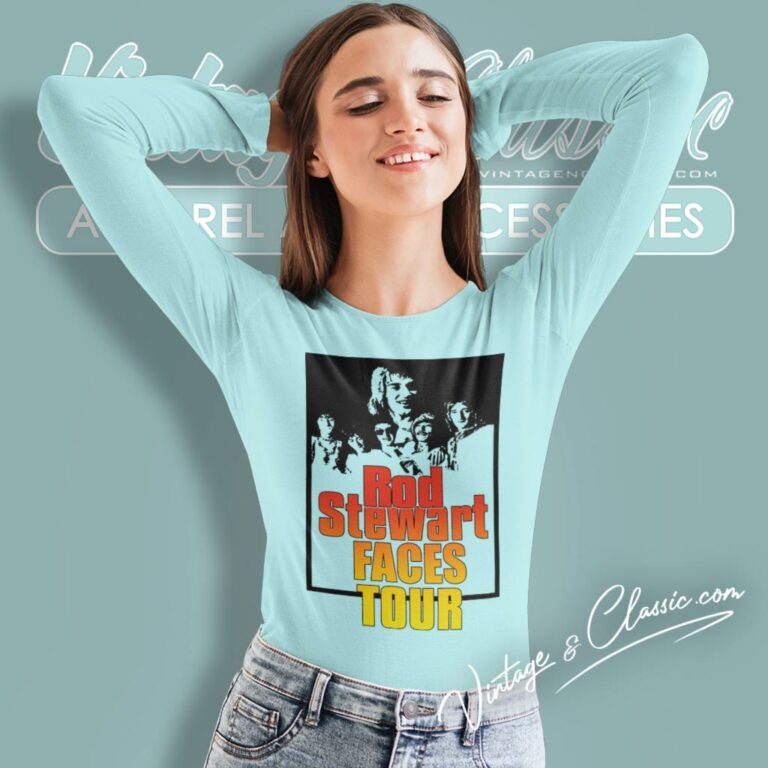 Rod Stewart 1975 Faces Tour Long Sleeve Tee Rod Stewart 1975 Faces Tour Long Sleeve Tee