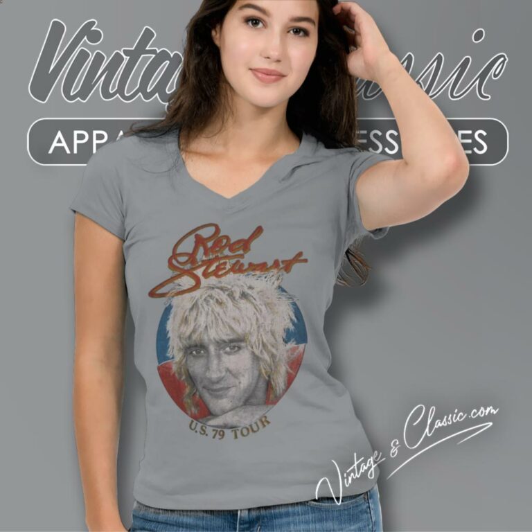 Rod Stewart 1979 Tour V Neck TShirt Rod Stewart 1979 Tour V Neck TShirt