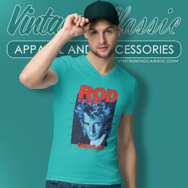 Rod Stewart 1984 Concert V Neck TShirt Rod Stewart 1984 Concert V Neck TShirt