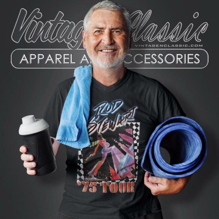Rod Stewart 75 Tour Retro V Neck TShirt Rod Stewart 75 Tour Retro V Neck TShirt