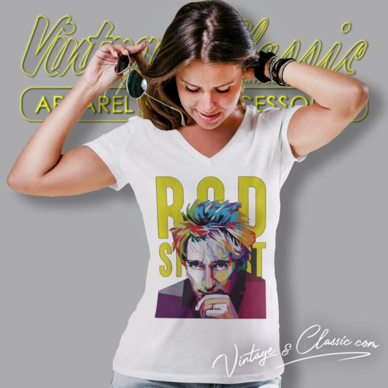 Rod Stewart Blondes Art V Neck TShirt Rod Stewart Blondes Art V Neck TShirt