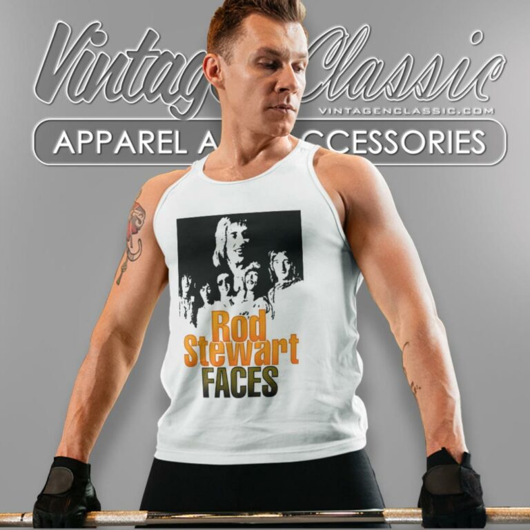 Rod Stewart Faces Tour Tank Top Racerback Rod Stewart Faces Tour Tank Top Racerback