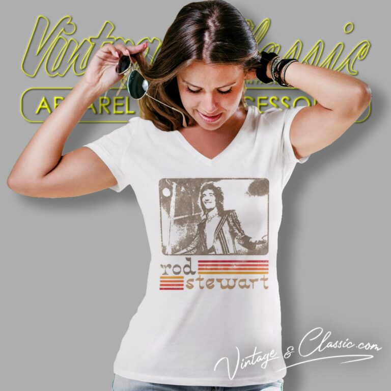 Rod Stewart Live In 1991 Concert V Neck TShirt 1 Rod Stewart Live In 1991 Concert V Neck TShirt 1