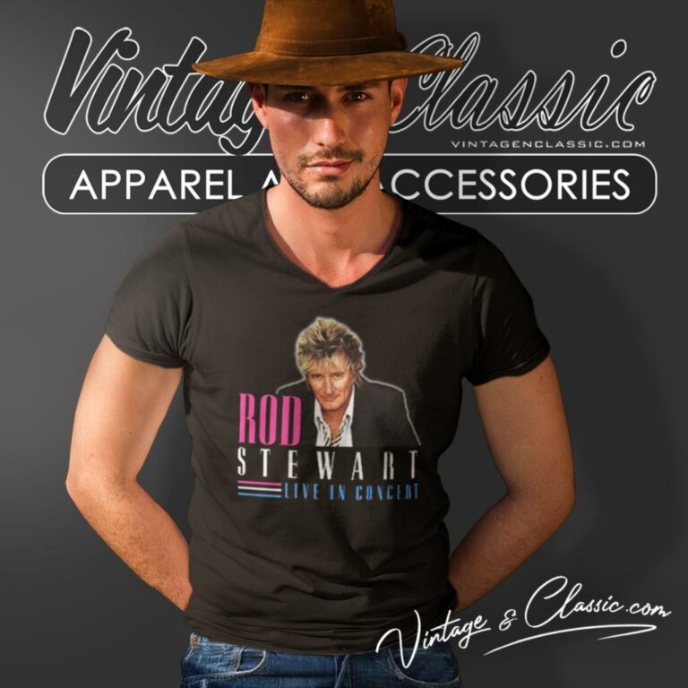 Rod Stewart Live In Concert 1998 V Neck TShirt Rod Stewart Live In Concert 1998 V Neck TShirt