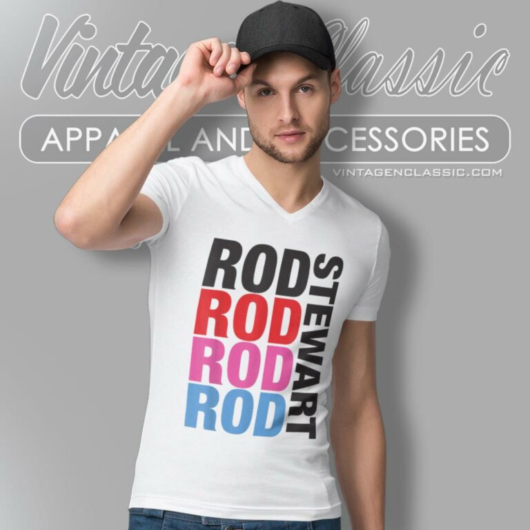 Rod Stewart Repeat Name V Neck TShirt Rod Stewart Repeat Name V Neck TShirt
