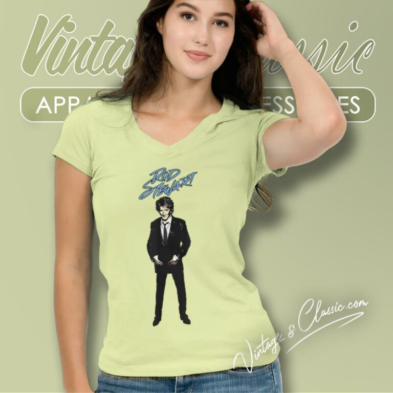 Rod Stewart Standing V Neck TShirt Rod Stewart Standing V Neck TShirt