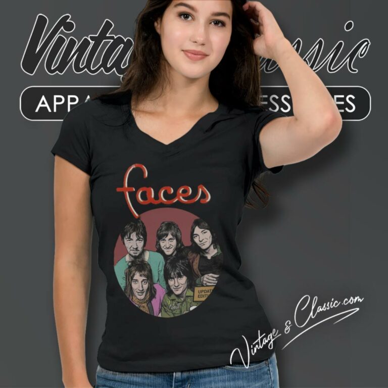 Rod Stewart The Faces V Neck TShirt Rod Stewart The Faces V Neck TShirt