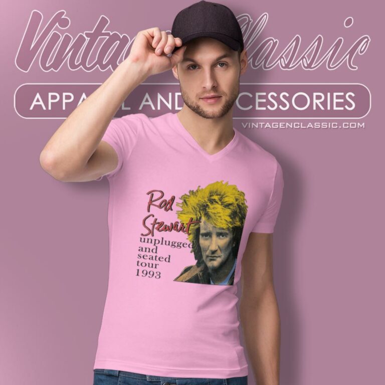 Rod Stewart Unplugged And Seated Tour V Neck TShirt Rod Stewart Unplugged And Seated Tour V Neck TShirt