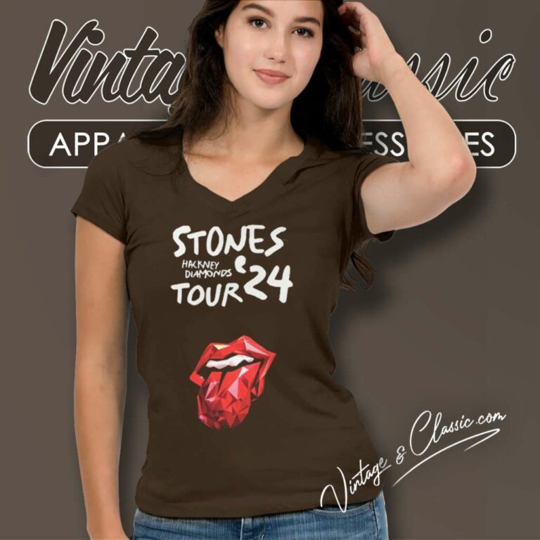 Rolling Stones Tour 2024 Shirt Official V Neck TShirt Rolling Stones Tour 2024 Shirt Official V Neck TShirt