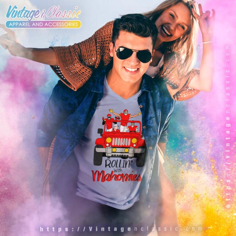 Rolling With Mahomies Chiefs Jeep V Neck TShirt Rolling With Mahomies Chiefs Jeep V Neck TShirt