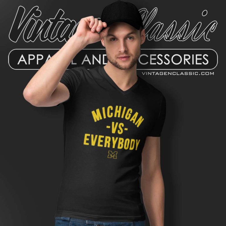 Roman Wilson Michigan Vs Everybody V Neck TShirt Roman Wilson Michigan Vs Everybody V Neck TShirt