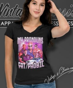 Ronnie Coleman My Pronouns Fat Phobic V Neck TShirt