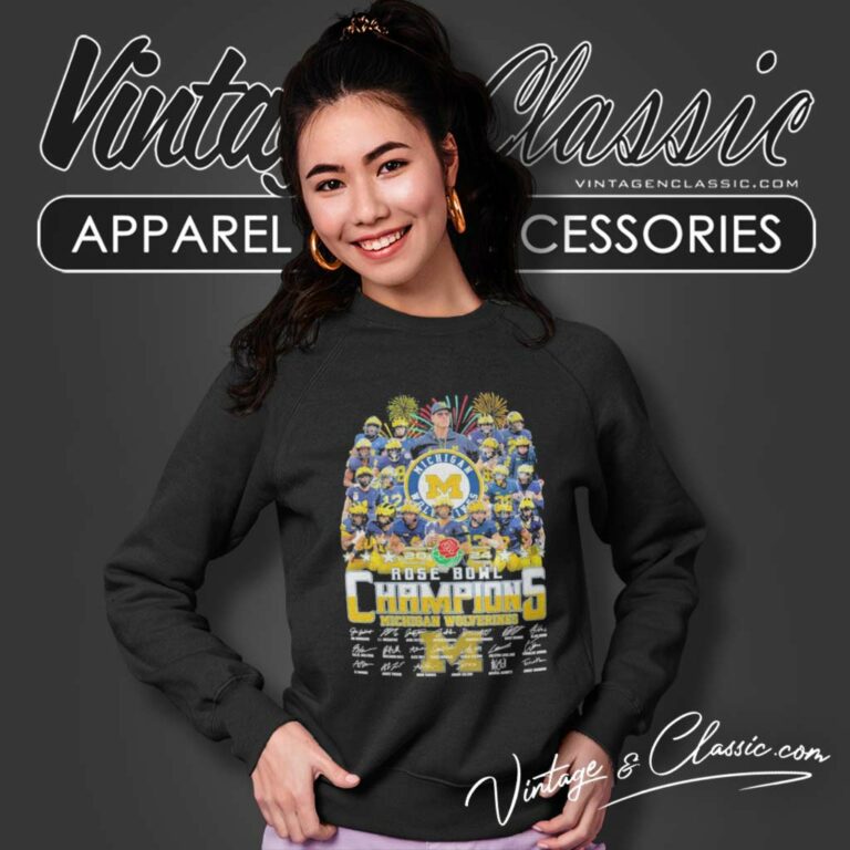 Rose Bowl Champions Michigan Wolverines Football Signatures Sweatshirt Rose Bowl Champions Michigan Wolverines Football Signatures Sweatshirt