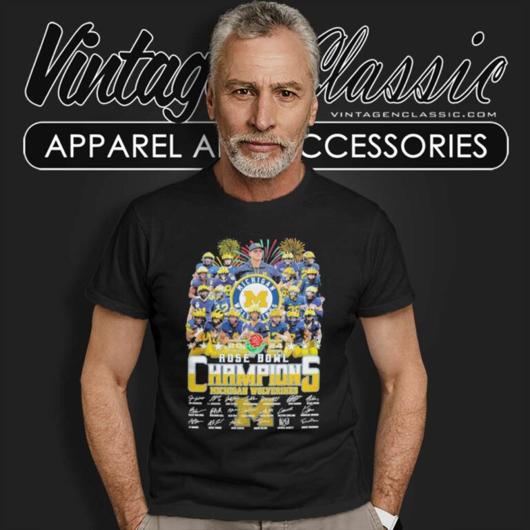 Rose Bowl Champions Michigan Wolverines Football Signatures T Shirt Rose Bowl Champions Michigan Wolverines Football Signatures T Shirt