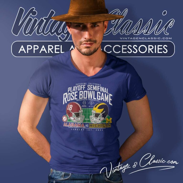 Rose Bowl Game Michigan Vs Alabama College Football Playoff Matchup V Neck TShirt Rose Bowl Game Michigan Vs Alabama College Football Playoff Matchup V Neck TShirt