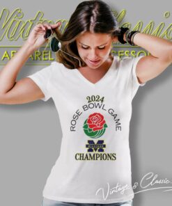Rose Bowl Game Michigan Wolverines Champions 2024 V Neck TShirt 1