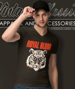 Royal Blood Speckled Tiger Shirt 6 Royal Blood Speckled Tiger V Neck TShirt
