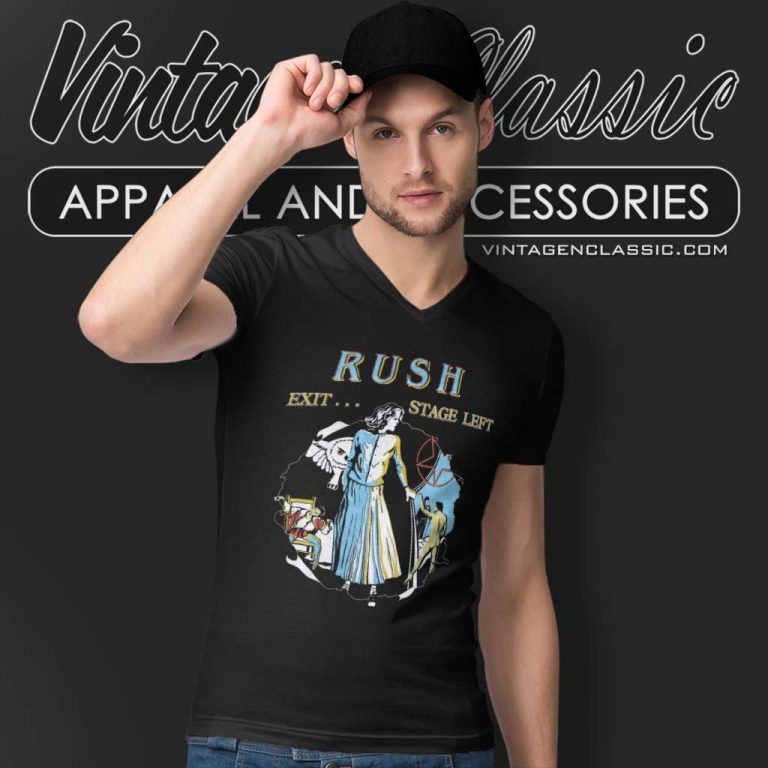 Rush Exit Stage Left V Neck TShirt Rush Exit Stage Left V Neck TShirt