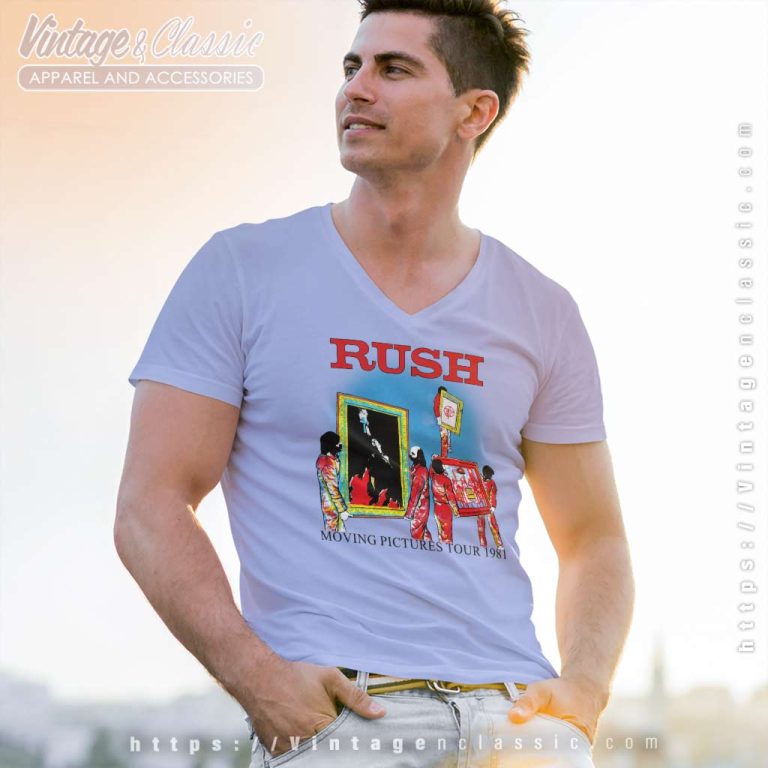 Rush Shirt 1981 Moving Pictures Tour V Neck TShirt Rush Shirt 1981 Moving Pictures Tour V Neck TShirt