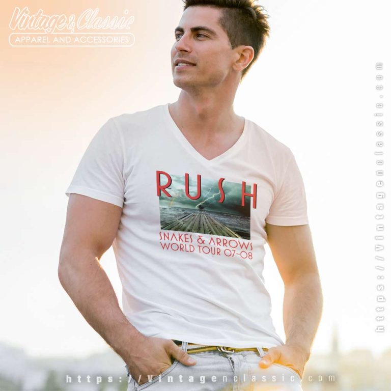 Rush Shirt Snakes Arrows World Tour V Neck TShirt Rush Shirt Snakes Arrows World Tour V Neck TShirt