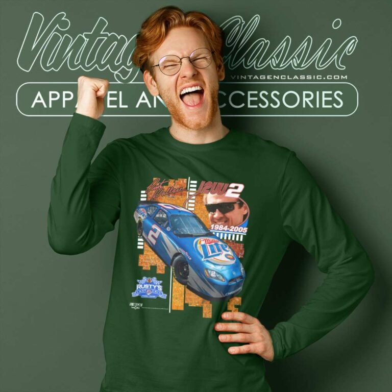 Rusty Wallace 2 Miller Lite Nascar Long Sleeve Tee Rusty Wallace 2 Miller Lite Nascar Long Sleeve Tee