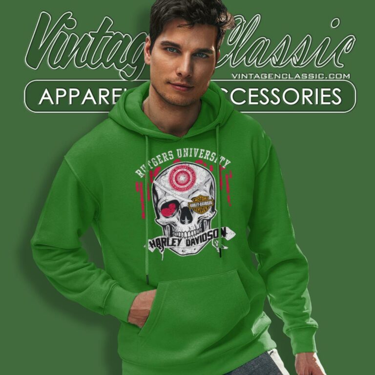 Rutgers University Harley Davidson Skull Hoodie Rutgers University Harley Davidson Skull Hoodie