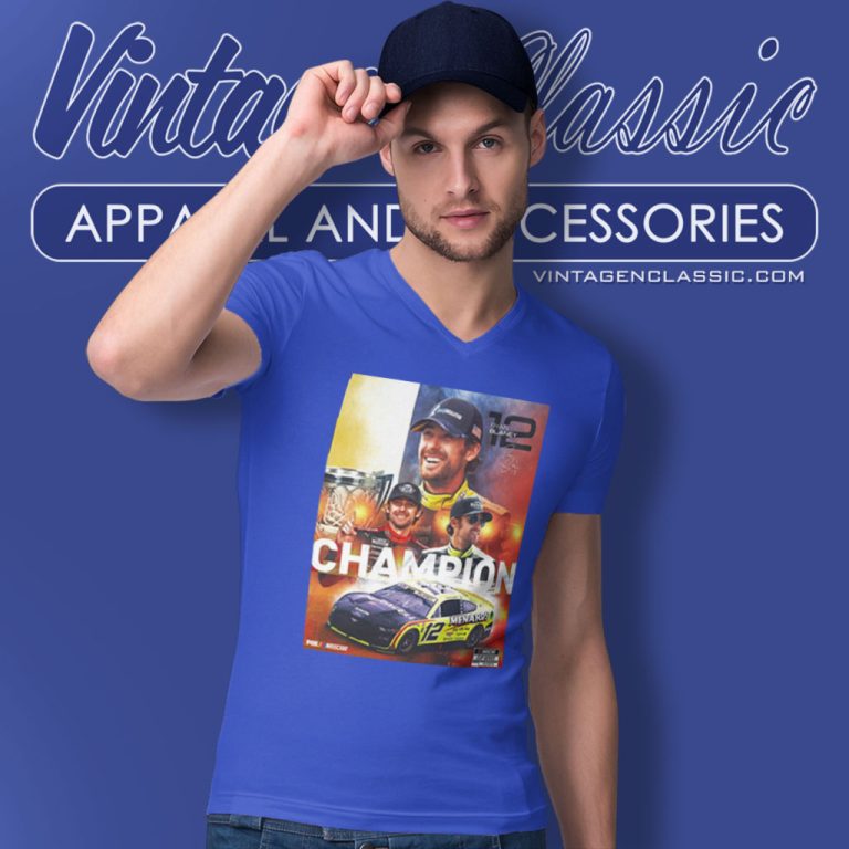 Ryan Blaney 2023 Nascar Cup Series Champion Team Penske V Neck TShirt Ryan Blaney 2023 Nascar Cup Series Champion Team Penske V Neck TShirt