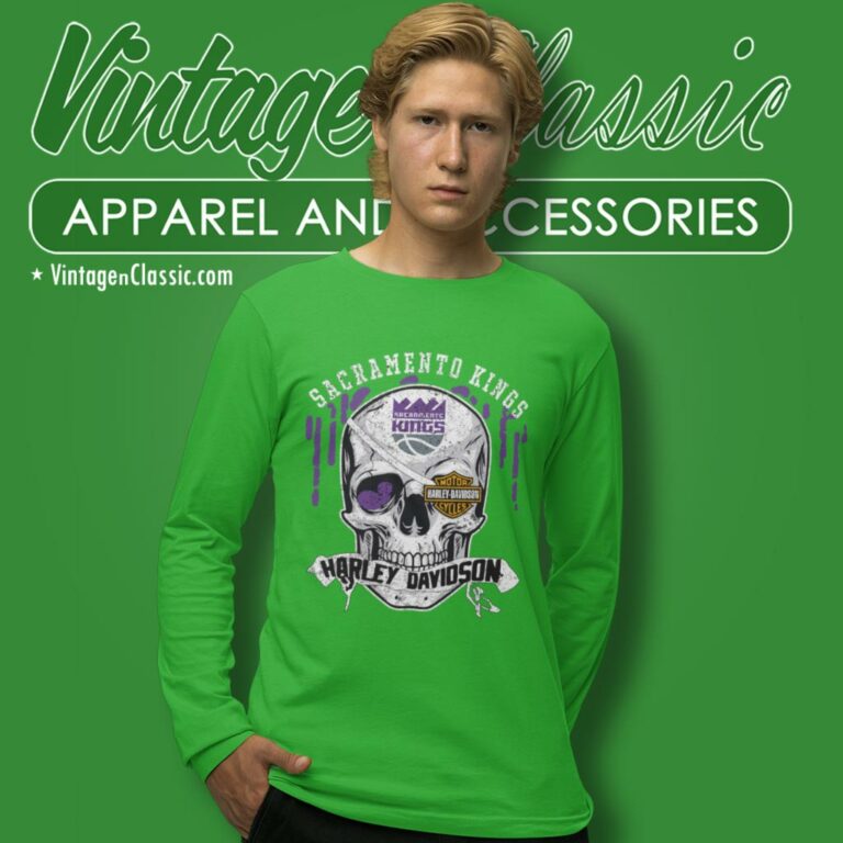 Sacramento Kings Harley Davidson Skull Long Sleeve Tee Sacramento Kings Harley Davidson Skull Long Sleeve Tee