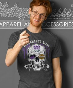 Sacramento Kings Harley Davidson Skull T Shirt
