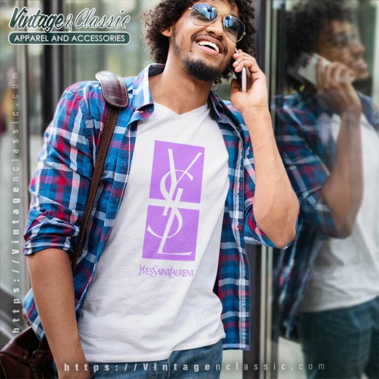 Saint Laurent Logo And Symbol V Neck TShirt Saint Laurent Logo And Symbol V Neck TShirt