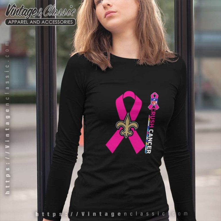 Saints Nfl Crush Cancer 2023 Long Sleeve Tee Saints Nfl Crush Cancer 2023 Long Sleeve Tee