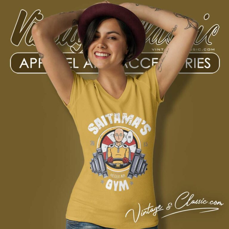 Saitama One Punch Man Gym V Neck TShirt Saitama One Punch Man Gym V Neck TShirt