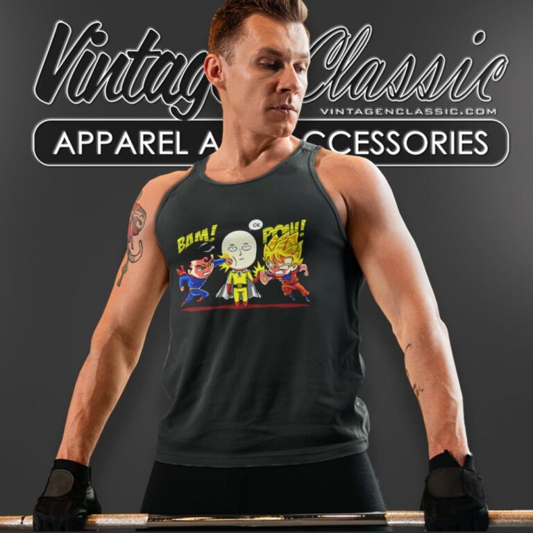 Saitama Vs Superman Vs Son Goku Dragon Ball Funny Tank Top Racerback Saitama Vs Superman Vs Son Goku Dragon Ball Funny Tank Top Racerback