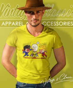 Saitama Vs Superman Vs Son Goku Dragon Ball Funny Shirt 4 Saitama Vs Superman Vs Son Goku Dragon Ball Funny V Neck TShirt