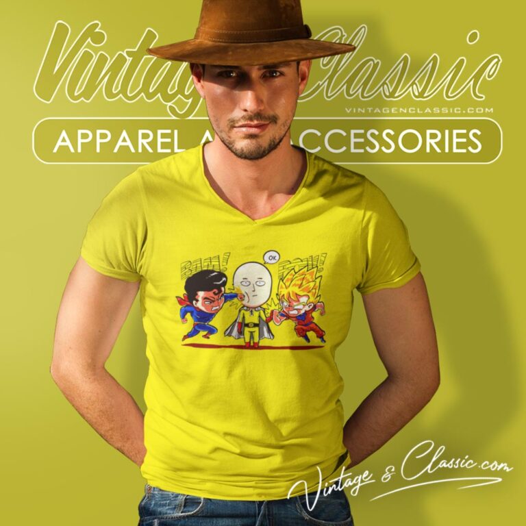 Saitama Vs Superman Vs Son Goku Dragon Ball Funny V Neck TShirt Saitama Vs Superman Vs Son Goku Dragon Ball Funny V Neck TShirt