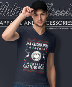 San Antonio Spurs Grateful Dead Ugly Christmas V Neck TShirt