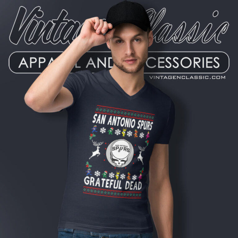 San Antonio Spurs Grateful Dead Ugly Christmas V Neck TShirt San Antonio Spurs Grateful Dead Ugly Christmas V Neck TShirt