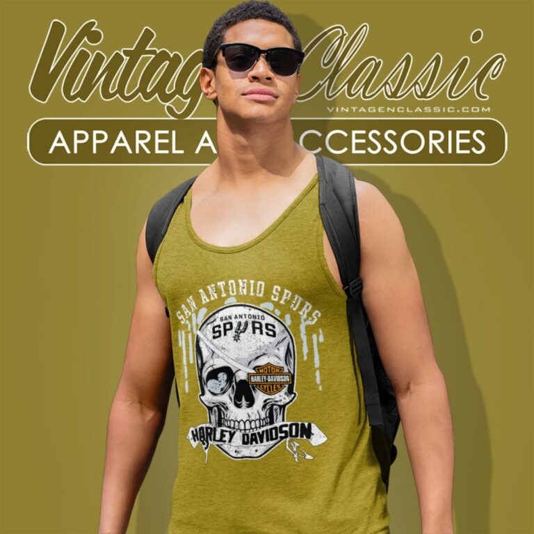 San Antonio Spurs Harley Davidson Skull Tank Top Racerback San Antonio Spurs Harley Davidson Skull Tank Top Racerback